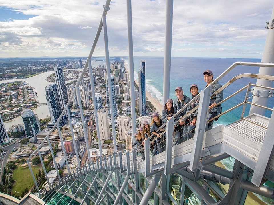 People climbing the SkyPoint tower on the Gold Coast